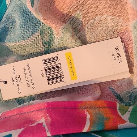 NWT Carmen Marc Valvo Convertible Front Tie Midi Shirt Cover Up - Picture 7 of 8